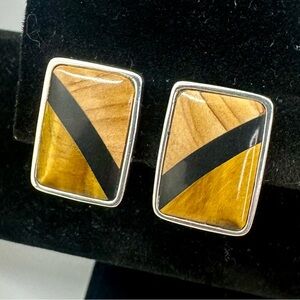 JAY KING DESERT ROSE TRADING Jasper Black Onyx Sterling Silver Clip-on Earrings